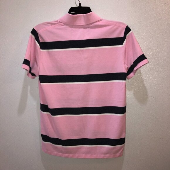 American Eagle Mens Medium Pink Striped Classic Fit Short Sleeve Polo Shirt Sz M - Picture 6 of 8